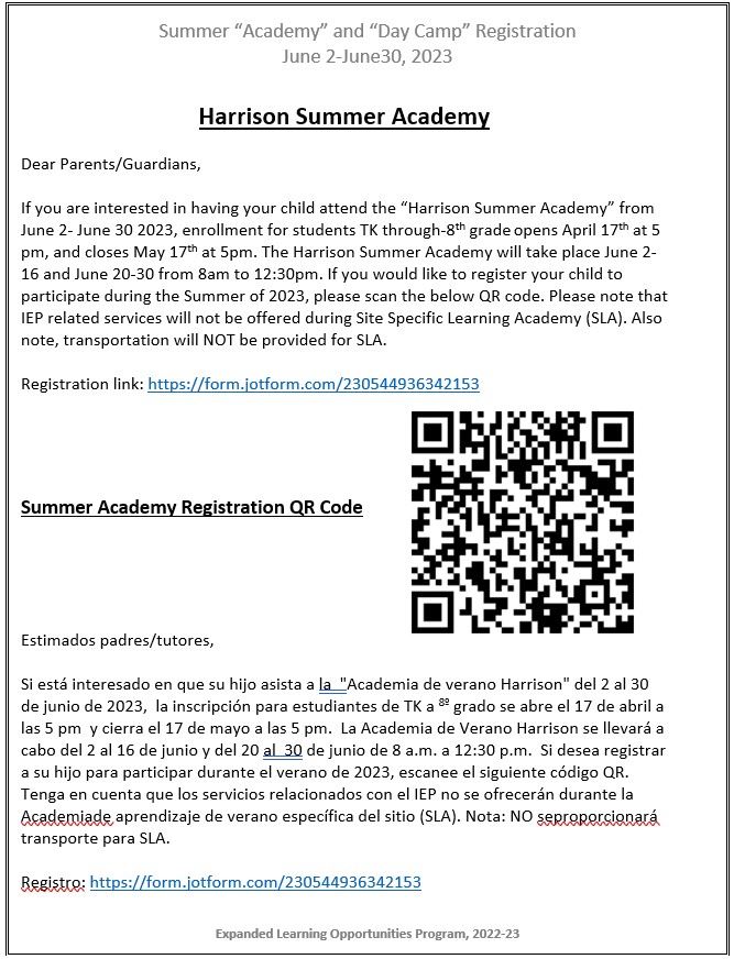  Summer Academy Registration